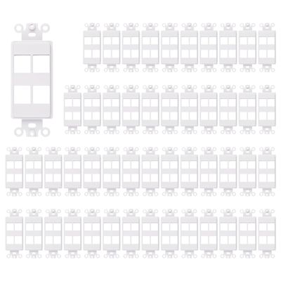 4-Port Wall Plate Decorator Keystone Insert, 4 Port, 50 Pack, White