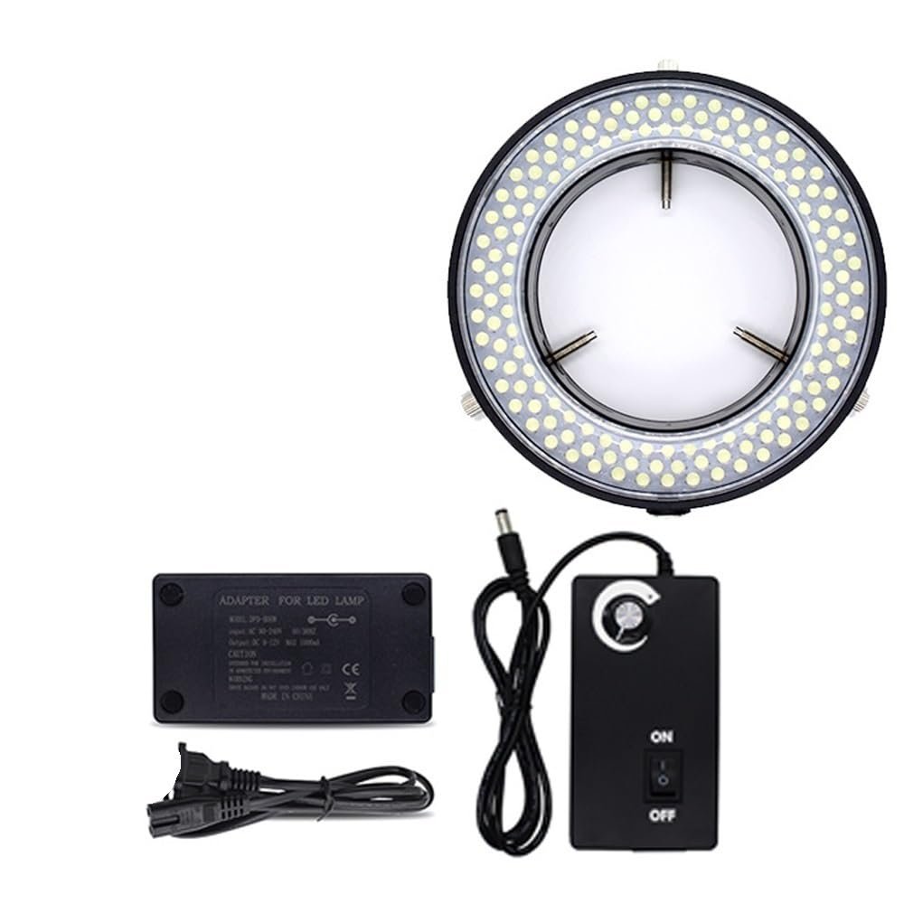 61mm 144pcs LED Ring Light Brightness Adjustable Illuminator Lamp for Stereo Zoom Microscope Cell Phone Repair Vision Machine (Color : Black)