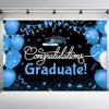 10x8ft Graduation Backdrop for Photoshoot Black and Blue Balloon Congratulations Graduate Class of 2024 Congrats Grad Party Photography Background Celebration Prom Party Backdrop Photo Booth Props view 1