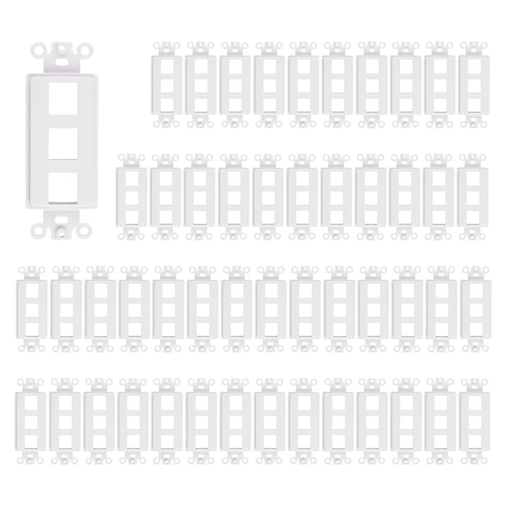 3-Port Wall Plate Decorator Keystone Insert, 3 Port, 50 Pack, White