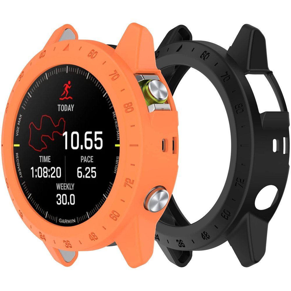for Garmin MARQ Athlete/Adventurer/Captain/Golfer/Aviator/Driver/Commander Case Cover Soft TPU Anti-Scratch Protective Shell Bezel Bumper Coverage Cases for MARQ Gen 2 Series Watch, Orange/Black