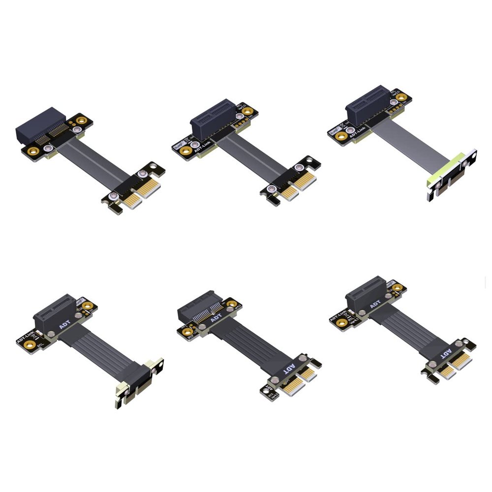 ADT-Link PCIE 4.0/3.0 X1 Riser Cable Dual 90 Degree Right Angle PCIe 3.0 x1 to x1 Extension Cable PCI Express 1x Riser Card Ribbon Extender (30cm, R11SF-F 4.0(Gen 4,Open))