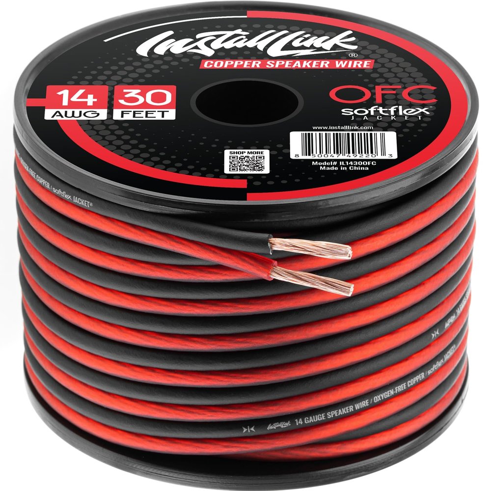 14 AWG Gauge Speaker Wire Cable (OFC), 30-Feet, Car or Home Theater by Install Link
