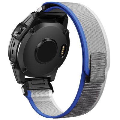 ANCOOL for Garmin Fenix 7/Fenix 6/Fenix 5 Band 22mm Quickfit Nylon Watch Bands Replacement for Fenix 7 Pro/Fenix 6 Pro/Fenix 5 Plus/Forerunner 935/945/955/Instinct 2(Blue/Grey)