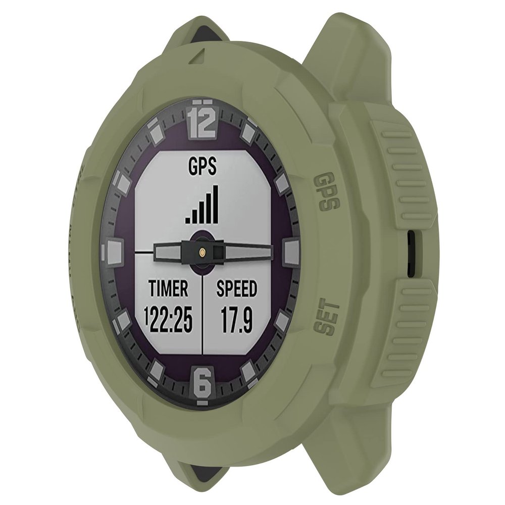 Compatible with Garmin Instinct Crossover Case Soft TPU Anti-Scratch Bezel Bumper Coverage Slim Replacement Protector Shell Cover for Instinct Crossover (ArmyGreen)