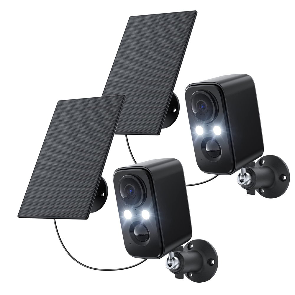 IHOXTX Security Cameras Wireless Outdoor, Flood Light Solar Cameras for Home Security, Home Camera with Color Night Vision, PIR Human Detection, 2-Way Talk, IP66 Waterproof, SD Card/Cloud Storage