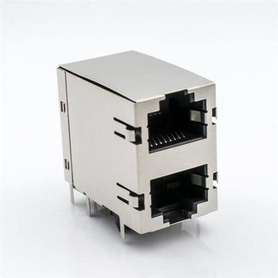 RJ45 Connector Dual Layer 8P8C Shield Through Hole for PCB Mount Jack Socket with Shrapnel Without Led