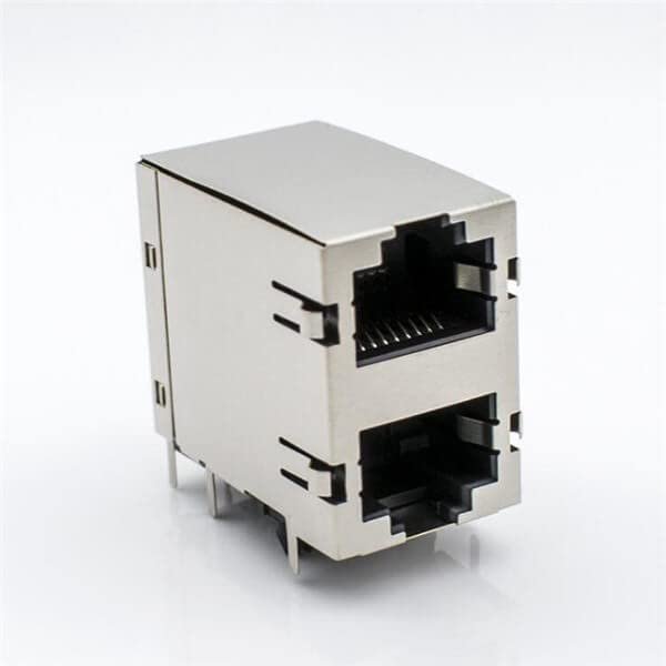RJ45 Connector Dual Layer 8P8C Shield Through Hole for PCB Mount Jack Socket with Shrapnel Without Led