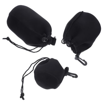 SUPVOX 3pcs Camera Lens Bags Drawstring Pouch Neoprene Case Lens Storage Outdoor Use