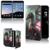 AIRWEE Case for Microsoft Surface Duo Case,Surface Duo Leather Case 2020, Ultra Slim Hard PC Back Case Protective Fold Cover Case for Microsoft Surface Duo,Animal Dragon view 1