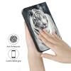 AIRWEE Case for Microsoft Surface Duo Case,Surface Duo Leather Case 2020, Ultra Slim Hard PC Back Case Protective Fold Cover Case for Microsoft Surface Duo,White Tiger view 3