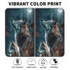 AIRWEE Case for Microsoft Surface Duo Case,Surface Duo Leather Case 2020, Ultra Slim Hard PC Back Case Protective Fold Cover Case for Microsoft Surface Duo,Two Wolves in Moon view 2