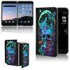 AIRWEE Case for Microsoft Surface Duo Case,Surface Duo Leather Case 2020, Ultra Slim Hard PC Back Case Protective Fold Cover Case for Microsoft Surface Duo,Blue Butterflies Skull view 1