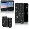 AIRWEE Case for Microsoft Surface Duo Case,Surface Duo Leather Case 2020, Ultra Slim Hard PC Back Case Protective Fold Cover Case for Microsoft Surface Duo,Starry Moon in Space view 1