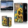 AIRWEE Case for Microsoft Surface Duo Case,Surface Duo Leather Case 2020, Ultra Slim Hard PC Back Case Protective Fold Cover Case for Microsoft Surface Duo,Wooden Sunshine Sunflower view 1