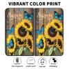 AIRWEE Case for Microsoft Surface Duo Case,Surface Duo Leather Case 2020, Ultra Slim Hard PC Back Case Protective Fold Cover Case for Microsoft Surface Duo,Wooden Sunshine Sunflower view 2