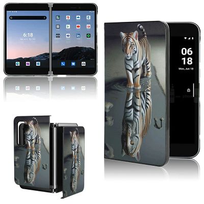 AIRWEE for Microsoft Surface Duo 2 Case for Women Men, Ultra Slim Hard PC Shookproof Fold Case Protective Cover for Microsoft Surface Duo 2 2nd 2021,Cute Tiger