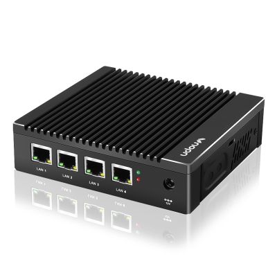 VNOPN Micro Firewall Appliance Fanless Mini PC N3700 Quad Core, 4xIntel 2.5GbE i225/i226 Intel 4 Ports Dual HD, 8GB DDR3 128GB mSATA SSD Support AES NI Network Router Box No Wi-Fi (8G+128G)