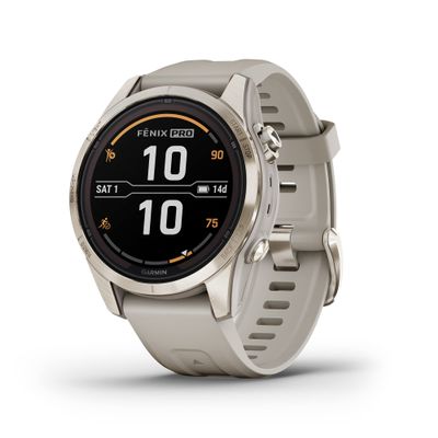 Garmin fnix 7S Pro Sapphire Solar, Multisport GPS Smartwatch, Built-in Flashlight, Solar Charging Capability, Sand