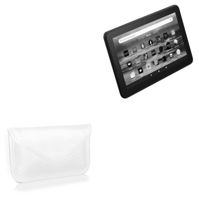 BoxWave Case Compatible with Amazon Fire 7 (12th Gen 2022) - Elite Leather Messenger Pouch, Synthetic Leather Cover Case Envelope Design - Ivory White