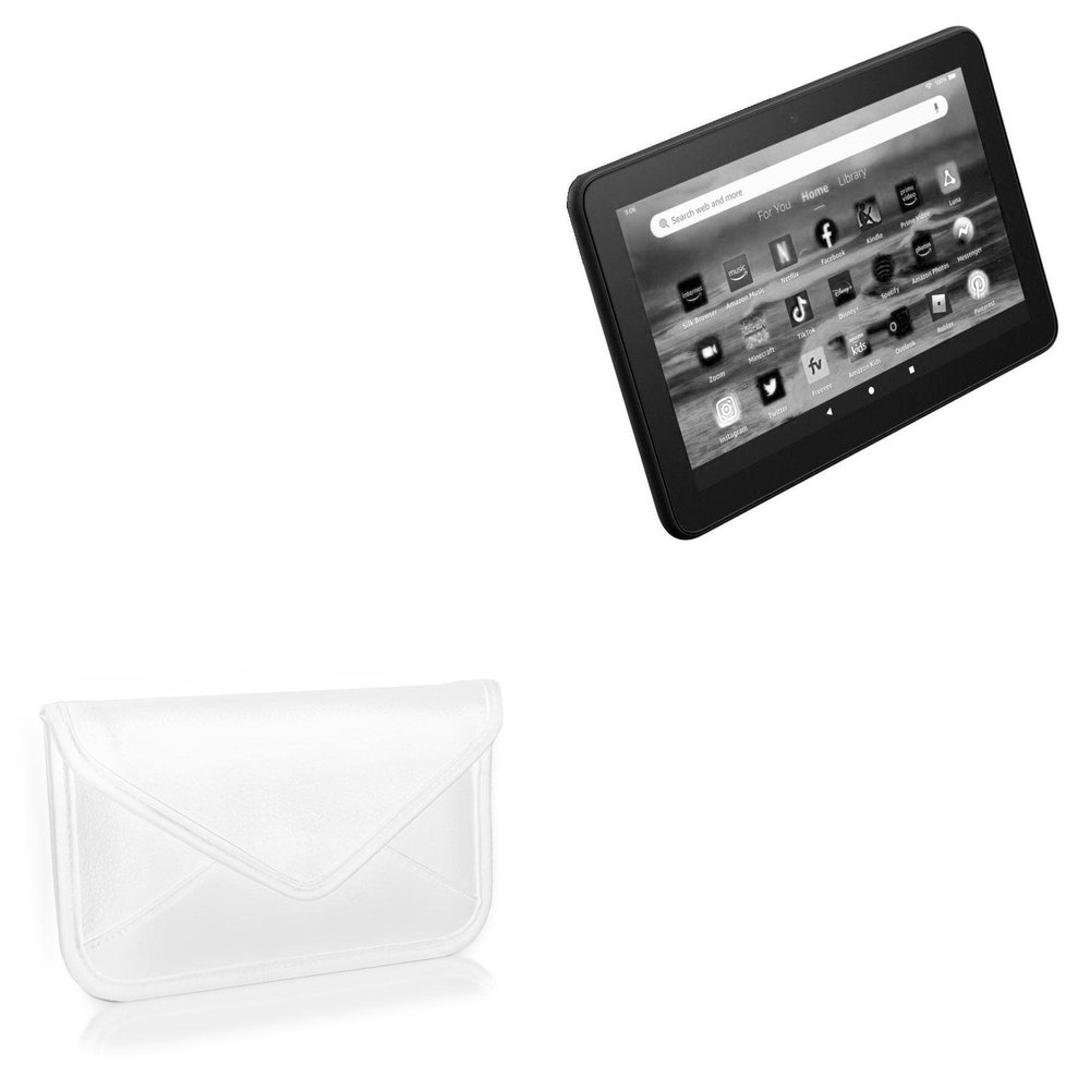 BoxWave Case Compatible with Amazon Fire 7 (12th Gen 2022) - Elite Leather Messenger Pouch, Synthetic Leather Cover Case Envelope Design - Ivory White