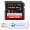 SanDisk 64GB SDXC SD Extreme Pro Memory Card Bundle Works with Canon EOS Rebel T5, T5i, T6, T6i, T7, T7i Digital DSLR Camera 4K (SDSDXXU-064G-GN4IN) Plus 1 Everything But Stromboli Multi-Slot Reader view 1