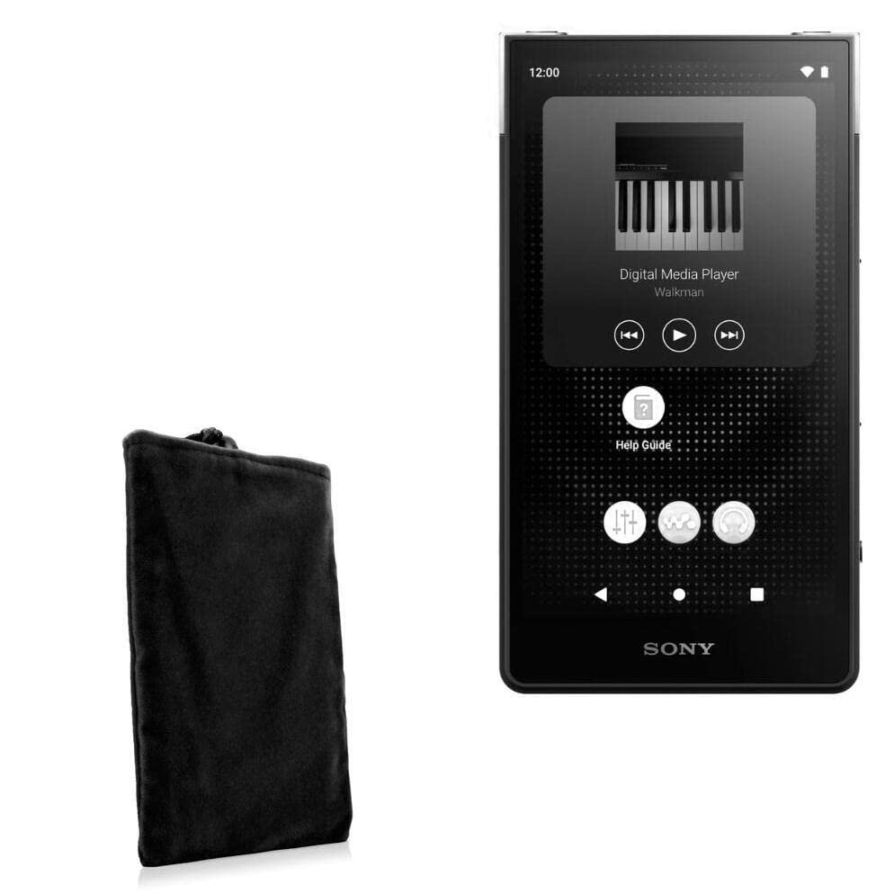 BoxWave Case Compatible with Sony Walkman (NW-ZX707) - Velvet Pouch, Soft Velour Fabric Bag Sleeve with Drawstring - Jet Black