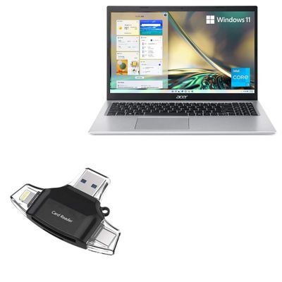 BoxWave Smart Gadget Compatible with Acer Aspire 5 A515-56-36UT (15.6 in) - AllReader SD Card Reader, microSD Card Reader SD Compact USB - Jet Black