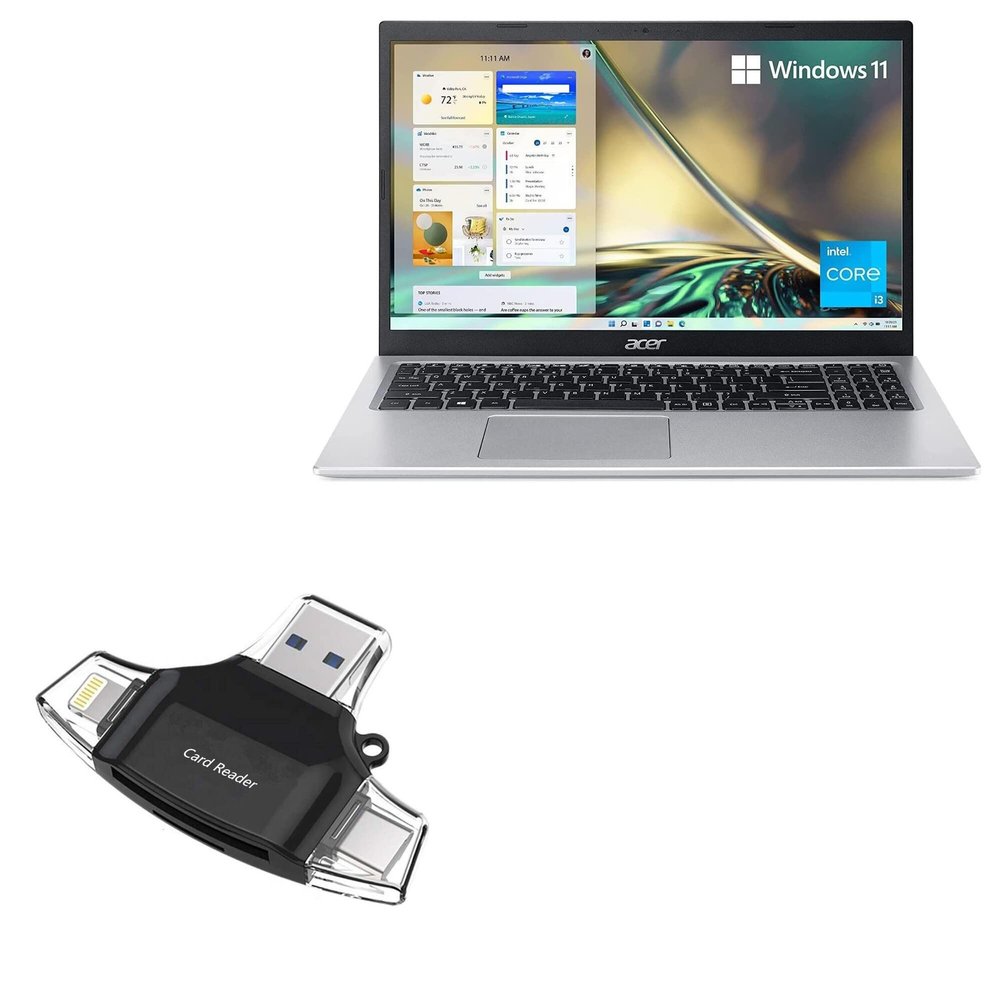 BoxWave Smart Gadget Compatible with Acer Aspire 5 A515-56-36UT (15.6 in) - AllReader SD Card Reader, microSD Card Reader SD Compact USB - Jet Black