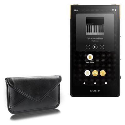 BoxWave Case Compatible with Sony Walkman (NW-ZX707) - Elite Leather Messenger Pouch, Synthetic Leather Cover Case Envelope Design - Jet Black