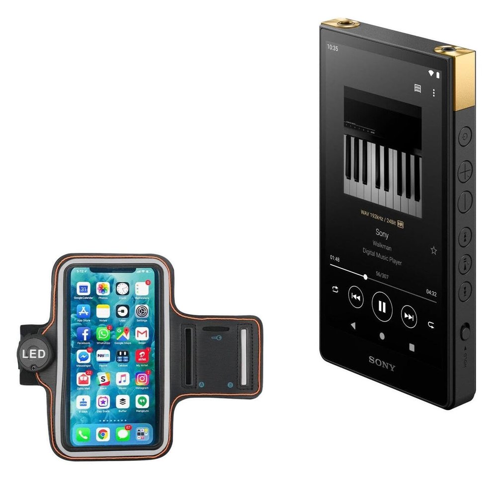 BoxWave Case Compatible with Sony Walkman (NW-ZX707) - JogBrite Sports Armband, High Visibility Safety Light LED Runners Armband - Bold Orange