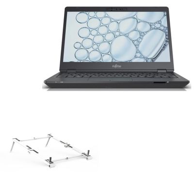 BoxWave Stand and Mount Compatible with Fujitsu LifeBook U7310 - Pocket Aluminum Stand 3-in-1, Portable Multi Angle Viewing Riser - Metallic Silver