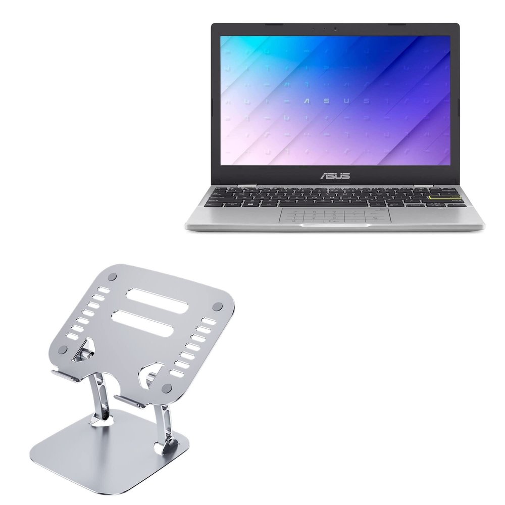 BoxWave Stand and Mount Compatible with ASUS VivoBook Go 12 (L210) - Executive VersaView Laptop Stand, Ergonomic Adjustable Viewing Angle Metallic Riser - Metallic Silver