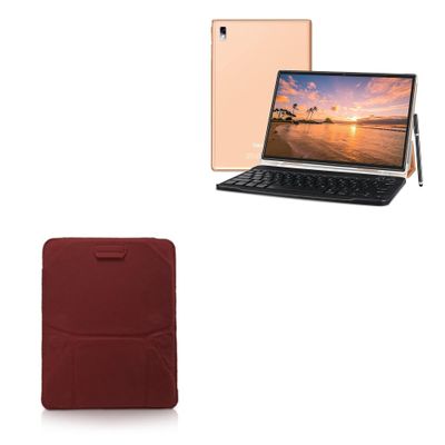 BoxWave Case Compatible with Oangcc Android Tablet Tab_A6 (10.1 in) - Velvet Pouch Stand, Velour Slip Sleeve Built-in Foldable Kickstand - Burgundy