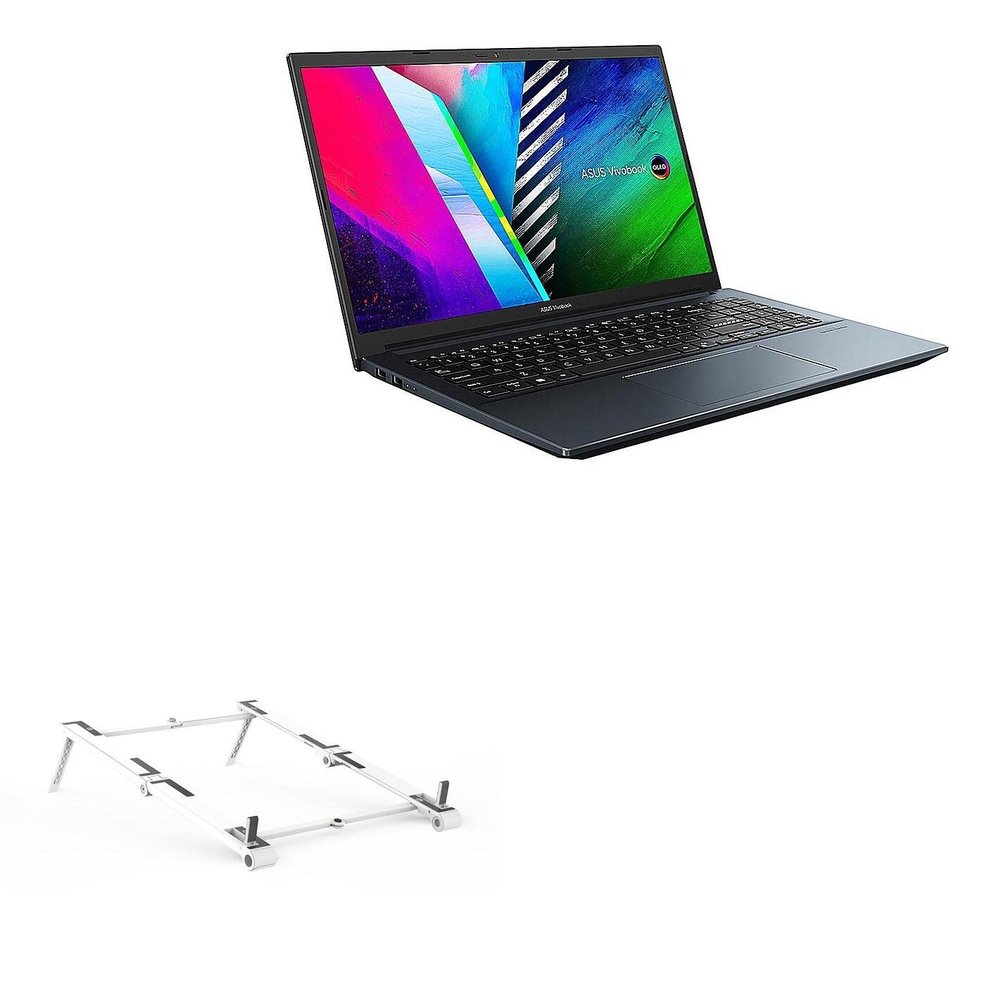BoxWave Stand and Mount Compatible with ASUS VivoBook Pro 15 (K3500) - Pocket Aluminum Stand 3-in-1, Portable Multi Angle Viewing Riser - Metallic Silver
