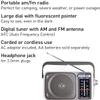 RF2400D Portable AM/FM Radio Silver + 4X AA Batteries with Charger + Wired Headphones + Microfiber Cleaning Cloth Bundle view 4