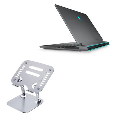 BoxWave Stand and Mount Compatible with Alienware M15 R6 Gaming Laptop (15.6 in) - Executive VersaView Laptop Stand, Ergonomic Adjustable Viewing Angle Metallic Riser - Metallic Silver