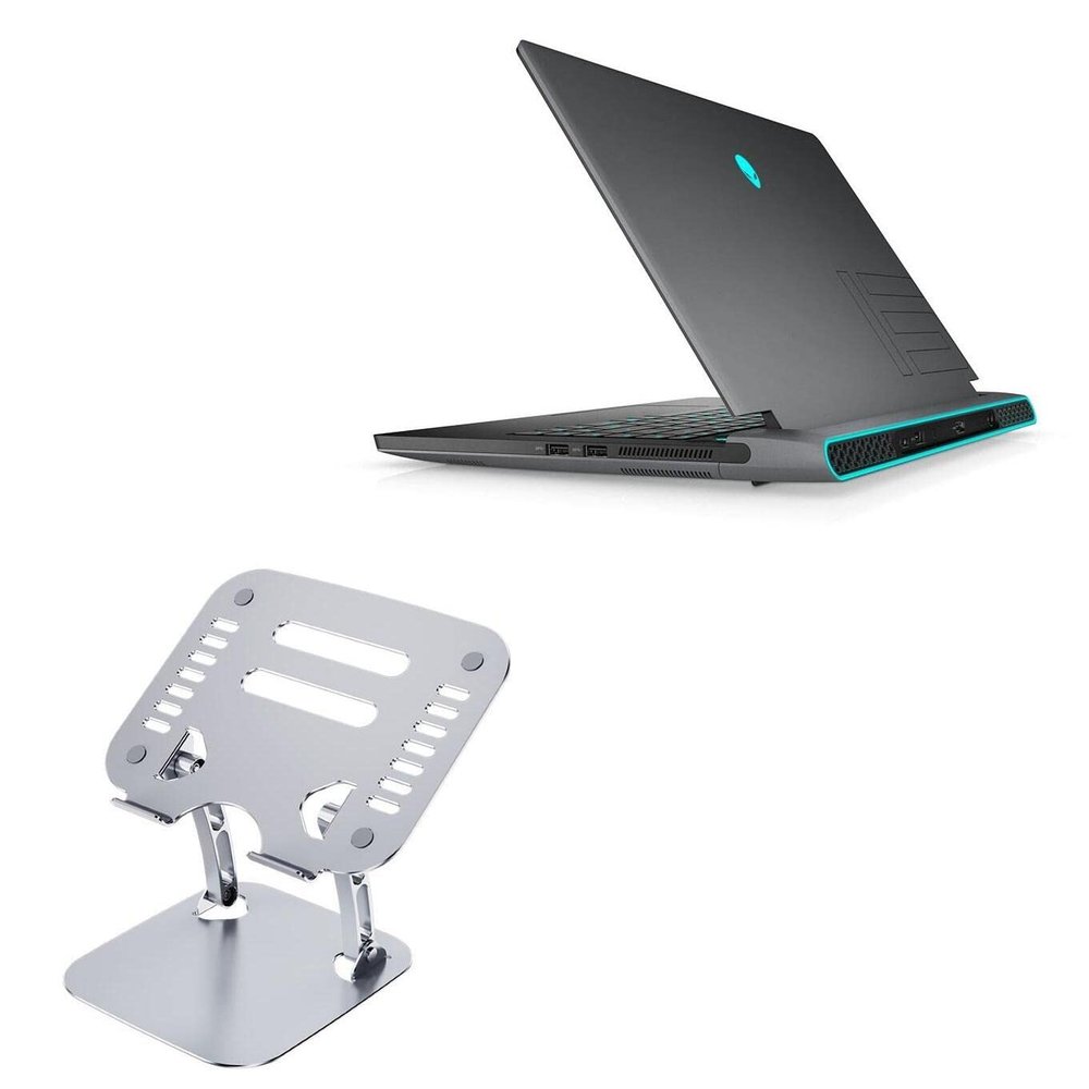 BoxWave Stand and Mount Compatible with Alienware M15 R6 Gaming Laptop (15.6 in) - Executive VersaView Laptop Stand, Ergonomic Adjustable Viewing Angle Metallic Riser - Metallic Silver