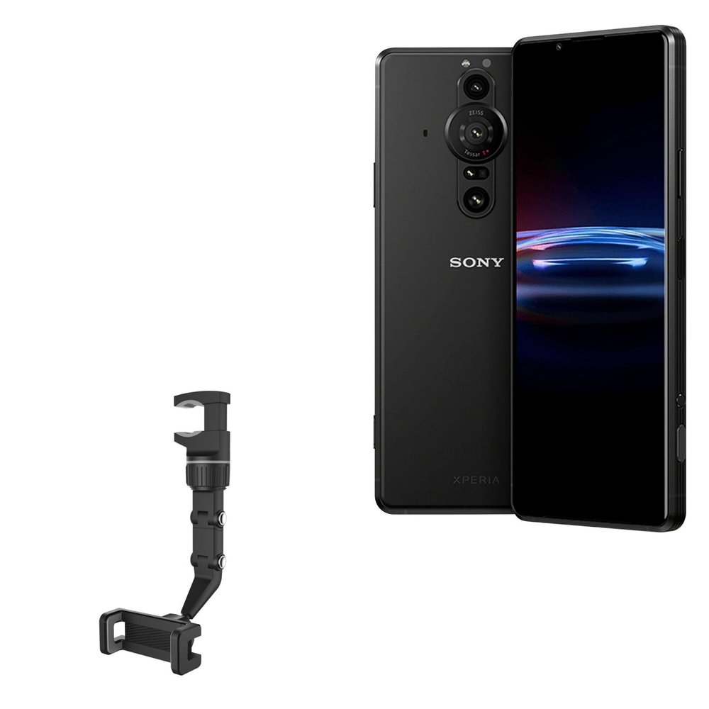BoxWave Car Mount Compatible with Sony Xperia Pro-I (6.5 in) - Rearview Mirror Car Mount, Rear View Mirror Adjustable GPS Car Mount - Jet Black