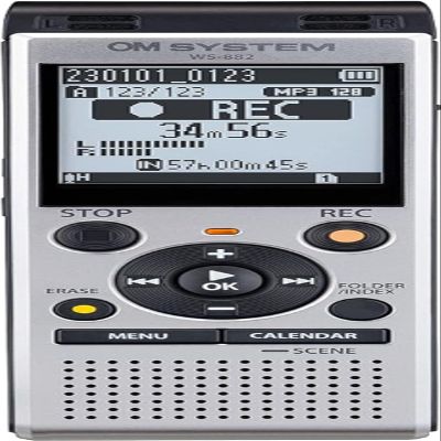 OM SYSTEM Olympus WS-882 Digital Voice Recorder, with Linear PCM/MP3 Recording Formats, USB Direct, 4gb Playback Speed and Volume Adjust, File Index, Erase Selected Files