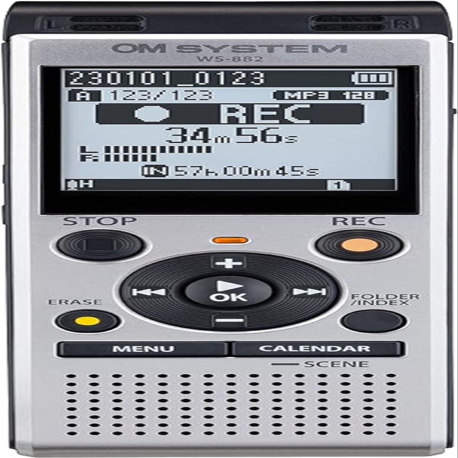 OM SYSTEM Olympus WS-882 Digital Voice Recorder, with Linear PCM/MP3 Recording Formats, USB Direct, 4gb Playback Speed and Volume Adjust, File Index, Erase Selected Files