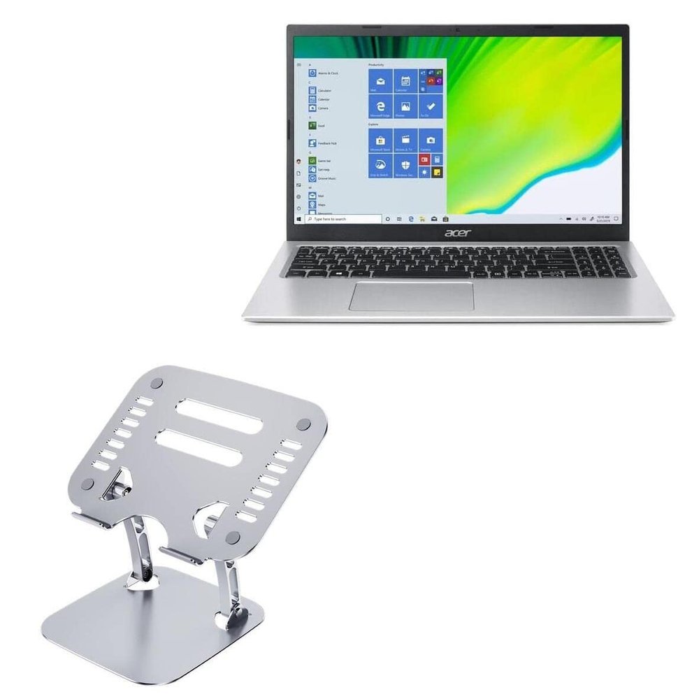 BoxWave Stand and Mount Compatible with Acer Aspire 1 (A115-32) - Executive VersaView Laptop Stand, Ergonomic Adjustable Viewing Angle Metallic Riser - Metallic Silver