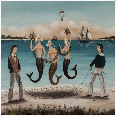 Sailors Jumping Rope w/Mermaids : Ralph Cahoon Jr : Archival Quality Art Print