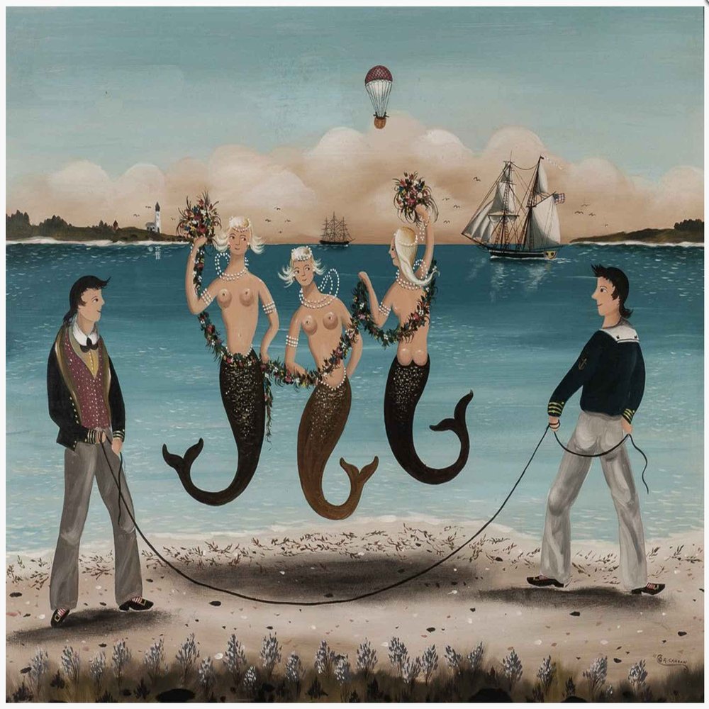 Sailors Jumping Rope w/Mermaids : Ralph Cahoon Jr : Archival Quality Art Print