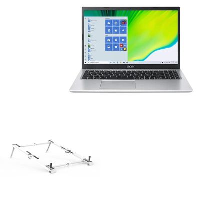 BoxWave Stand and Mount Compatible with Acer Aspire 1 (A115-32) - Pocket Aluminum Stand 3-in-1, Portable Multi Angle Viewing Riser - Metallic Silver