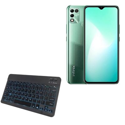 BoxWave Keyboard Compatible with Infinix Hot 11 Play - SlimKeys Bluetooth Keyboard - with Backlight, Portable Slim LED 7 Colors - Jet Black