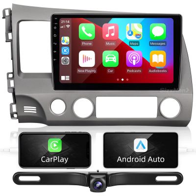 SizxNanv Android Touch Screen Compatible with Carplay Android Auto,Car Radio Stereo Bluetooth Navigation Multimedia Player GPS WiFi FM/AM Backup Camera forHonda Civic 2006 2007 2008 2009 2010 2011