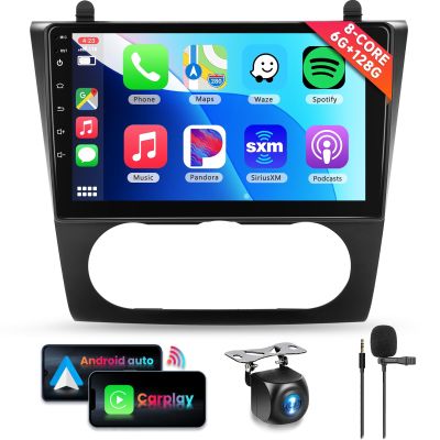 8 CORE 6G+128G Car Radio Stereo for Nissan Altima 2008-2012 with Wireless CarPlay Android Auto, 9 Inch 1280 * 720P IPS Touch Screen Android 13 GPS WiFi Bluetooth 32-Band DSP SWC Camera (Manual A/C)