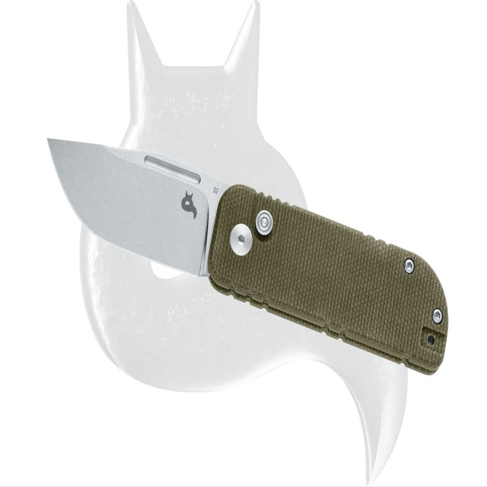 Fox Nu-Bowie Button Lock BF-758MI OD Green Micarta D2 Steel Knife