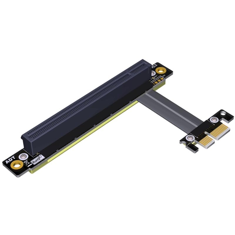 ADT-Link pcie 3.0 x1 to x16 Flexible Flat Extension FFC Riser Card Adapter PCI-E Extender Cable (50cm, R13SL)